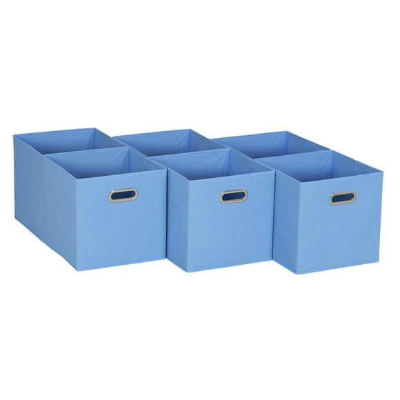 Household Essentials, Light Blue 6 Pack Fabric Storage Bins with Handle