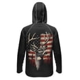 thumbnail image 2 of SEANATIVE Men's Outdoor Fishing Hoodie Sun Protection with Face Cover, Lightweight Portable Sun Block Top UV Protection Hooded Pullover for Travel Fishing, S, Deer American Flag, 2 of 7