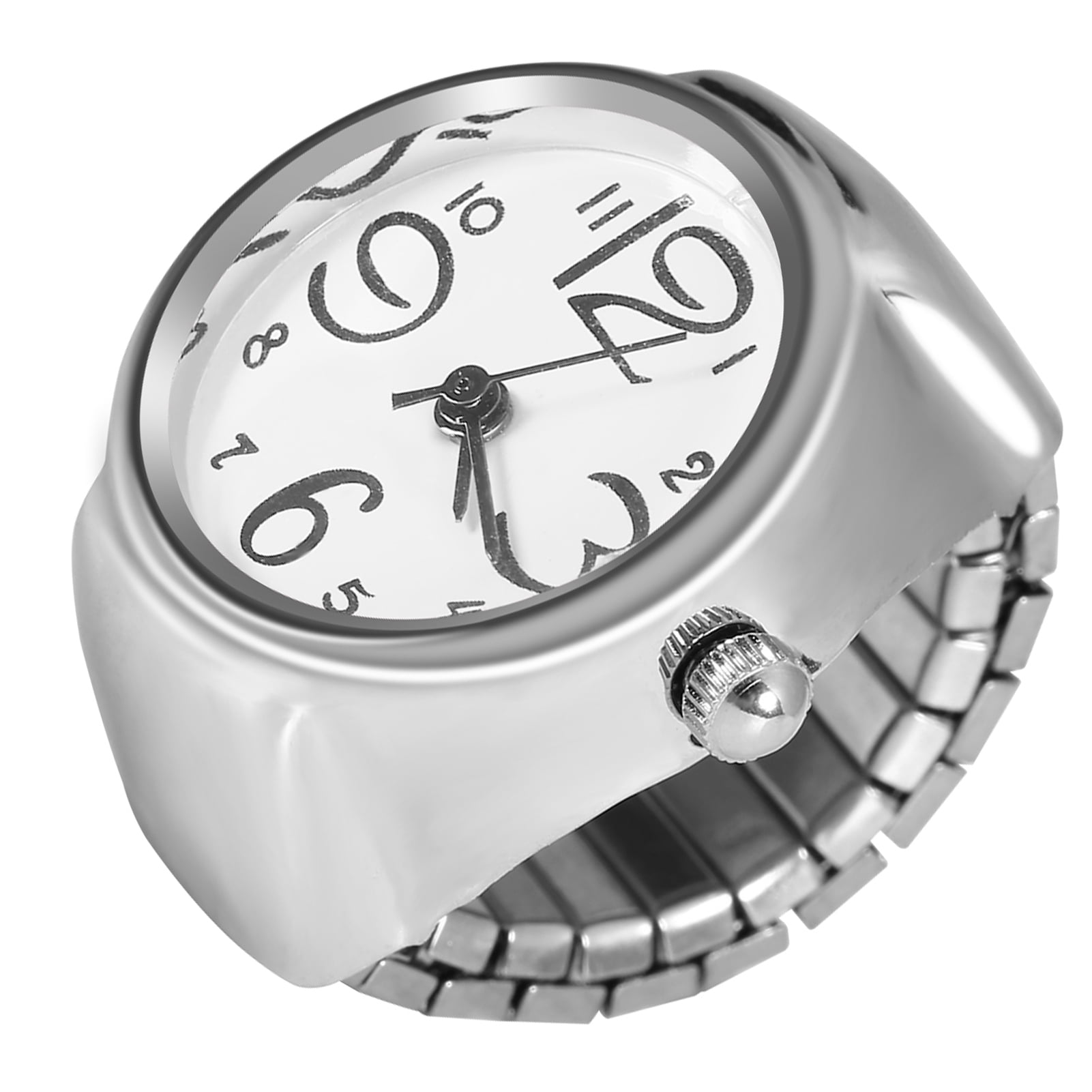 Unisex Silver Quartz Dial Roman Numeral Adjustable Open Band Finger Ring Watch Quartz Watch Ring - Etsy main image 2
