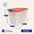 thumbnail image 4 of HOMZ 112-Quart Holiday Clear Plastic Ornament Storage, Red/Green, 2 Pack, 4 of 8