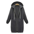 thumbnail image 6 of Edvintorg Coats for Women Plus Size Winter Popular Sweater Women's Medium Long Plush Insert Bag Hooded Zipper Windbreaker Coat Jackets Women Dark Gray S, 6 of 7