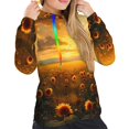 thumbnail image 5 of Yiaed Sunflower Sunset Rainfall Print Womens Casual Hoodies Crew Neck Long Sleeve Sweatshirts With Pocket Pullover Tops Women's Hooded Sweatshirt-X-Large, 5 of 5