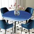 thumbnail image 5 of Elastic Fitted Round Tablecloth, Ombre Blue Waves Waterproof Stretch Table Cover for 55"-60" Tables, Abstract Art Gradient Modern Washable Outdoor Tablecloths for Patio, Picnic, Camping, 5 of 9