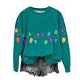thumbnail image 2 of Jienlioq Hauts de Noël pour Femmes Liquidation Mode Imprimé de Noël Manches Longues Col Rond Chandail en Molleton Blouse Cyberlundi, 2 of 3