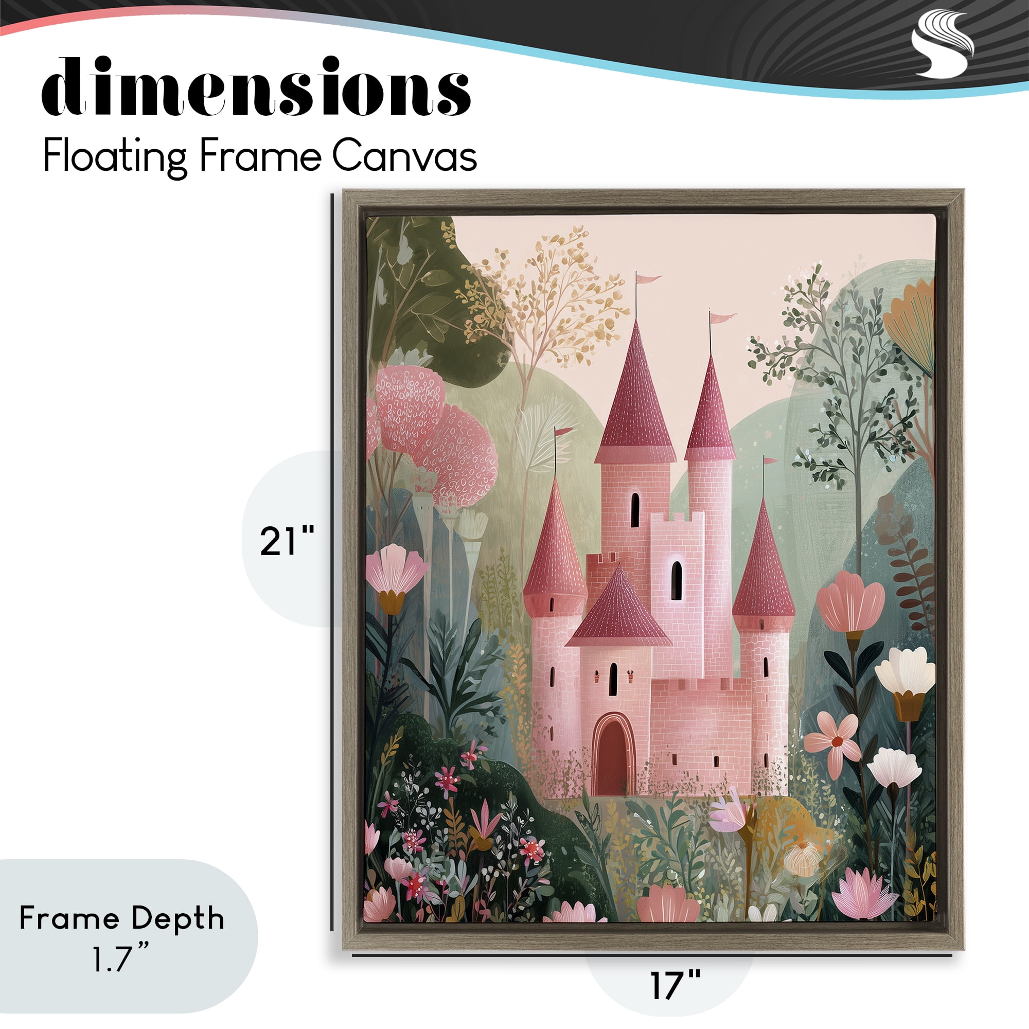 Stupell Industries Castle For A Princess Brown Framed Floater Canvas Wall Art, design by Christine Simpson Art