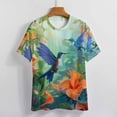 thumbnail image 3 of Flower Hummingbird Women's Short Sleeve Tops Casual Blouses T Shirt, 3 of 6