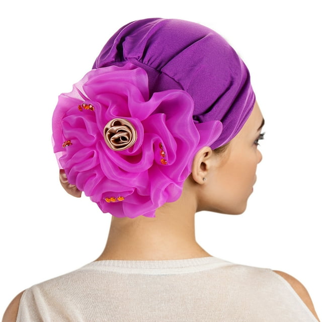 PEIXUN Chapeau à Fleurs Solides pour Femmes, Turban Musulman, Couvre-Chef Ample