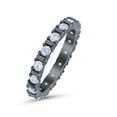 thumbnail image 3 of Black Tone, Simulated Cubic Zirconia Size-9 Full Eternity Stackable Ring Wedding Band 925 Sterling Silver, 3 of 7