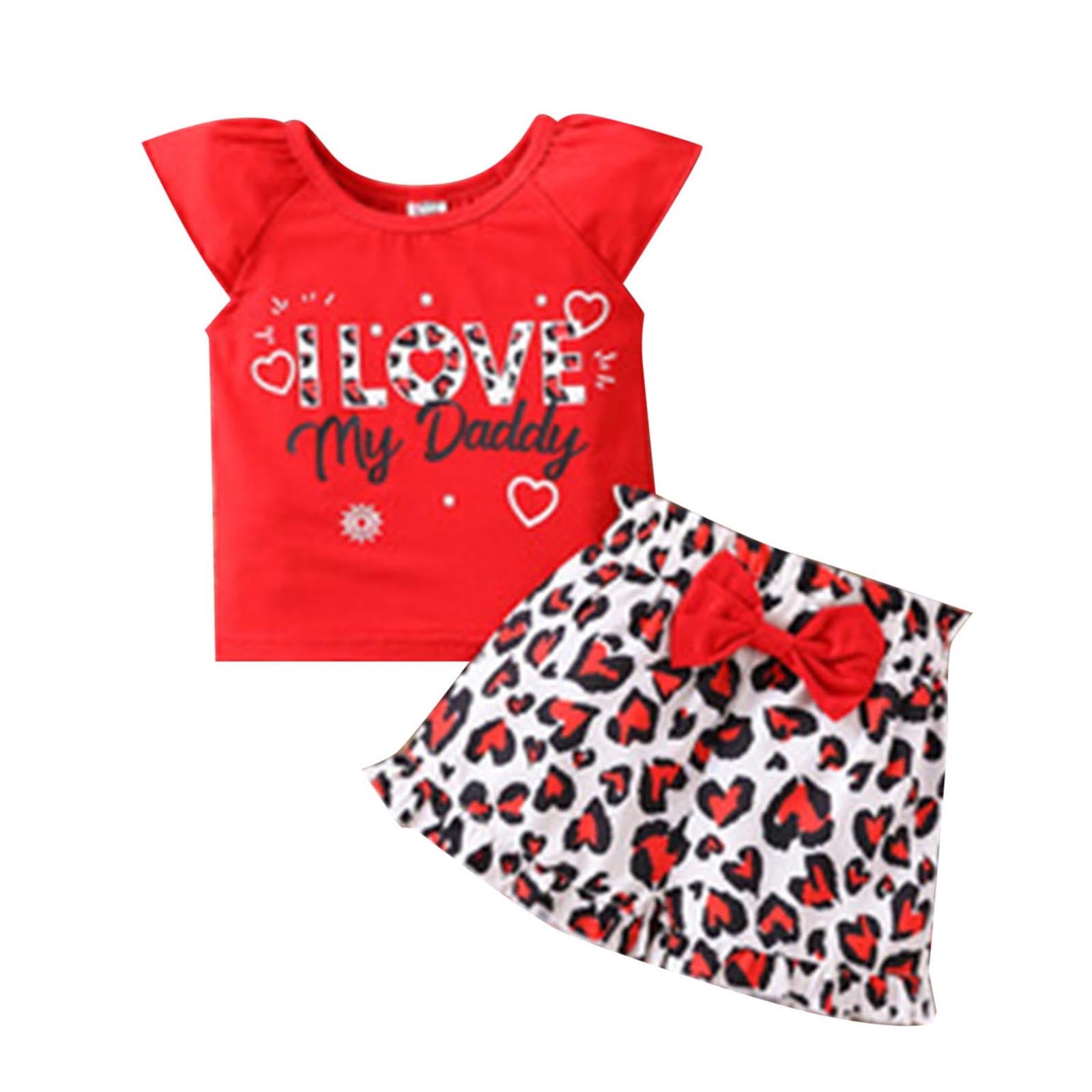 Cathalem Girl's 2 Piece Outfit Summer Clothes Sets for Kids,Red 3Y