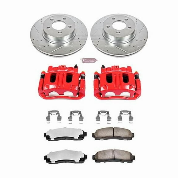 PowerStop Front Z36 Truck & Tow Brake Pad and Rotor Kit with Red Powder Coated Calipers Fits: FORD Select Models KC1923A-36