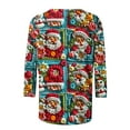 thumbnail image 4 of Raeneomay 3/4 Length Sleeve Womens Tops Women's Fashion Casual Round Neck 3/4 Sleeve T-Shirt Christmas Printed Top T-Shirt Shirt Long Sleeve Round Neck Top/Shirt, 4 of 5