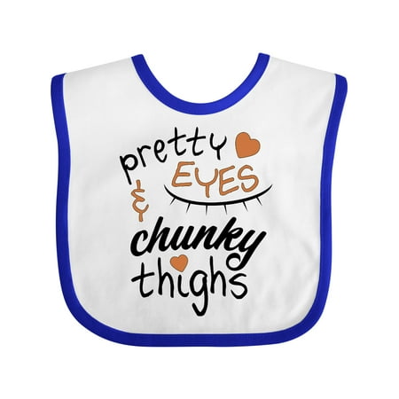 

Inktastic Pretty Eyes and Chunky Thighs Brown Hearts Gift Baby Boy or Baby Girl Bib