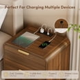 thumbnail image 4 of Holliwill Nightstands Set of 2 with Charging Station, Modern Bedside Table End Table with 2 Drawer for Bedroom Living Room, Walnut, 4 of 12