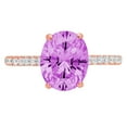 thumbnail image 7 of Solitaire with Accents Engagement Ring for Women - 2.21ct Simulated Alexandrite in 14K Rose Gold Promise Ring, 7 of 7