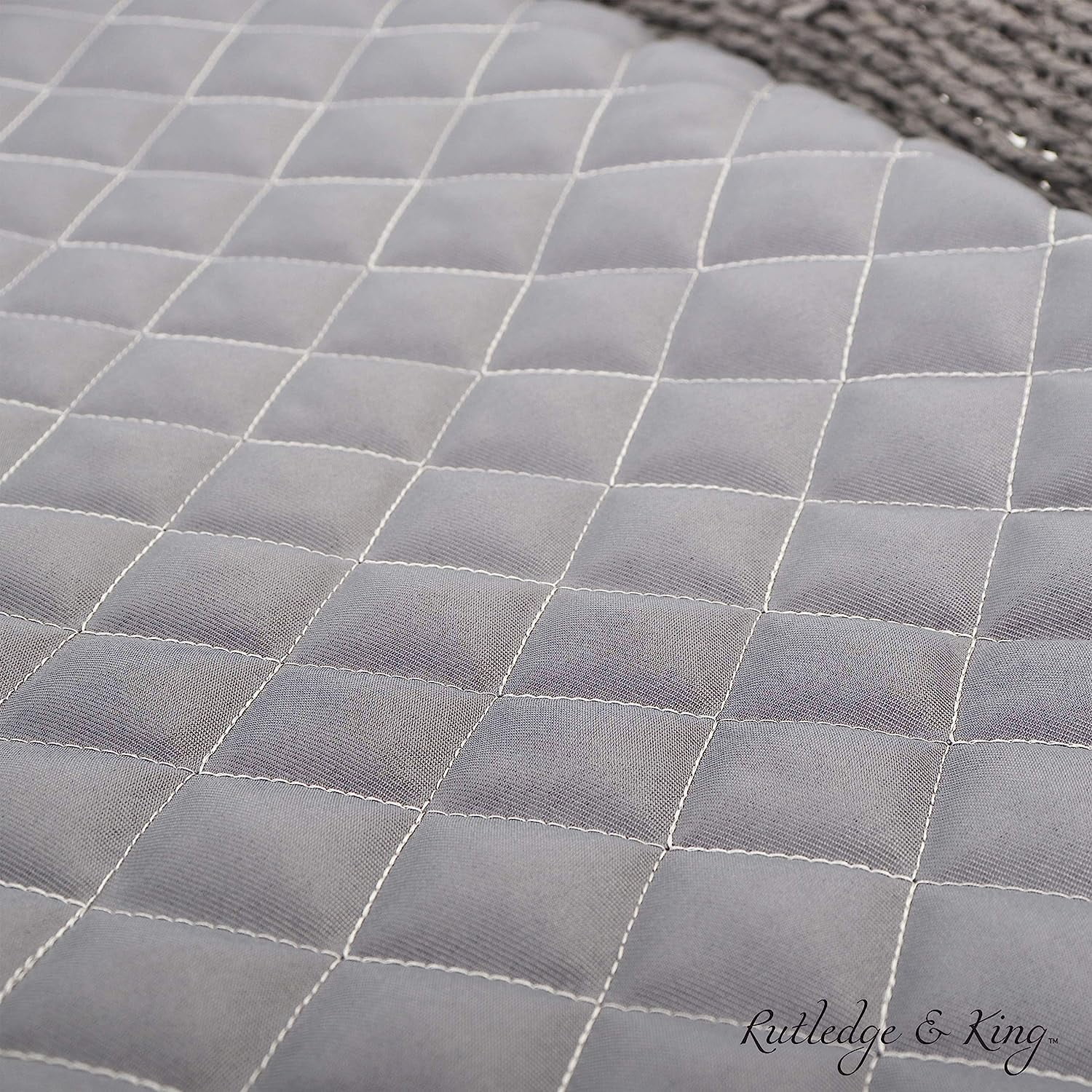 Rutledge & King Rattan Dog Bed with Cushion, Grey
