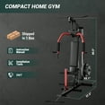 thumbnail image 4 of Strength Training Machine – Multi-Function Full Body Workout – Lat Pulldown, Chest Press & Leg Extension – Heavy Duty Steel – Pulley System – Fits 1" & 2" Plates – 400 lb – Space-Saving – Red & Black, 4 of 7