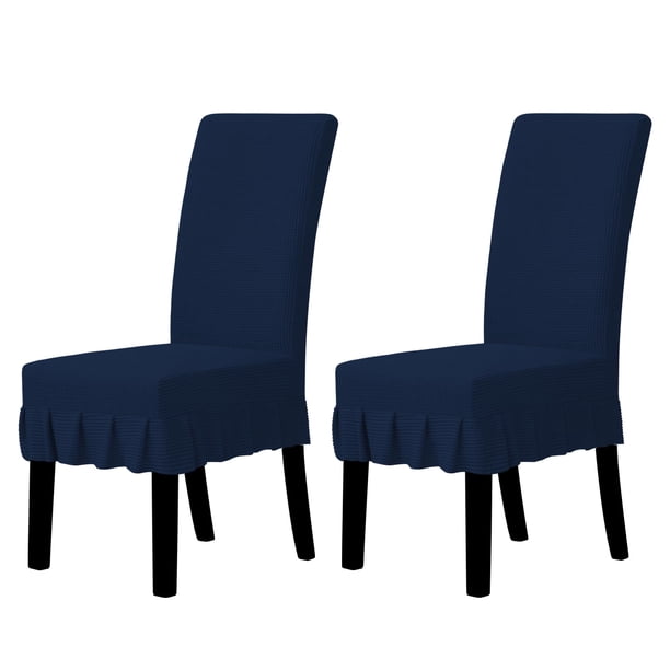 Funda Elasticada para Silla de Comedor Parsons con Falda en Azul Marino