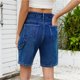 thumbnail image 2 of Mujeres hasta la rodilla Jorts holgados con bolsillos Cargo Shorts de talle alto Jean Shorts Y2k Streetwear Moda, 2 of 7