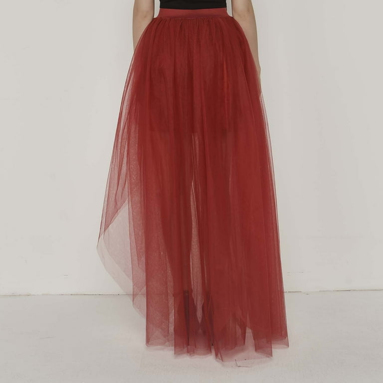 Zunfeo Women's Tutu Tulle Long Skirt Elastic Waist Layered Mesh
