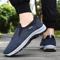 thumbnail image 6 of Men's Waterproof Hiking Shoes Slip On Walking Shoes Orthopedic Arch-Support Trainers - Lightweight Breathable Upper | Cushioned | Non-Slip Rubber Outsole | Outdoor Trail Blue 43, 6 of 7