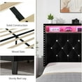 thumbnail image 6 of 4 EVER WINNER Full Size Bed Frame with Storage Headboard, Velvet Upholstered Bed Frame with LED Light, Black Full Bed Frame with Charge Station, Black, 6 of 8
