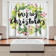 thumbnail image 2 of Ambesonne Christmas Kitchen Curtains, Watercolor Wreath, 55"x39", Black Green White, 2 of 3