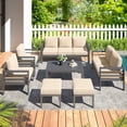 thumbnail image 1 of AECOJOY 7-Piece Outdoor Patio Set – Beige, Aluminum Sectional Sofa with Coffee Table, Seats 9, 1 of 8