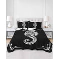 thumbnail image 2 of Full Size Quilt Bedding Set, Coastal Seahorse Reversible Summer Quilt 3 Pieces, Summer Ocean Chic Textured Black Lightweight Bedspreads Coverlets with 2 Pillow Shams for All Seasons, 2 of 5