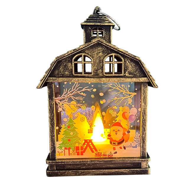 LED Christmas Tree Ornament Nightlight Hanging Decoration with Festive Lantern Design for Indoor Window or Tabletop Display