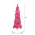 thumbnail image 2 of Vickerman 6.5' Flocked Pink Pencil Fir Artificial Christmas Tree, Pink Dura-lit LED Lights, 2 of 3