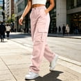thumbnail image 6 of Maplenight Womens Cargo Pants Elastic Waist Button Hiking Pants Casual Travel Work Trousers with Multi Pockets, 6 of 8