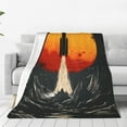 thumbnail image 1 of Fotbe Retro Space Rocket Launch Manta de Franela Acolchonada con Estampado, Súper Suave y Esponjosa, Extra Grande para Sofá, Cama, Uso Todo el Año-50"x40", 1 of 7