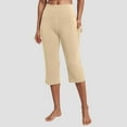 thumbnail image 2 of felwors Womens Yoga Capri Pants High Waist Capri Leggings with Pockets Wide Leg Crop Exercise Workout Summer Pants Light Yellow, XXL, 2 of 7