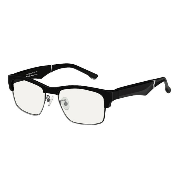 Hombres Mujeres Bluetooth Wireless Smart Glasses Unisex Stereo Music Auriculares Gafas de sol, Anti-Blue, Black Tarnish Guardurnaity EL2610-03B