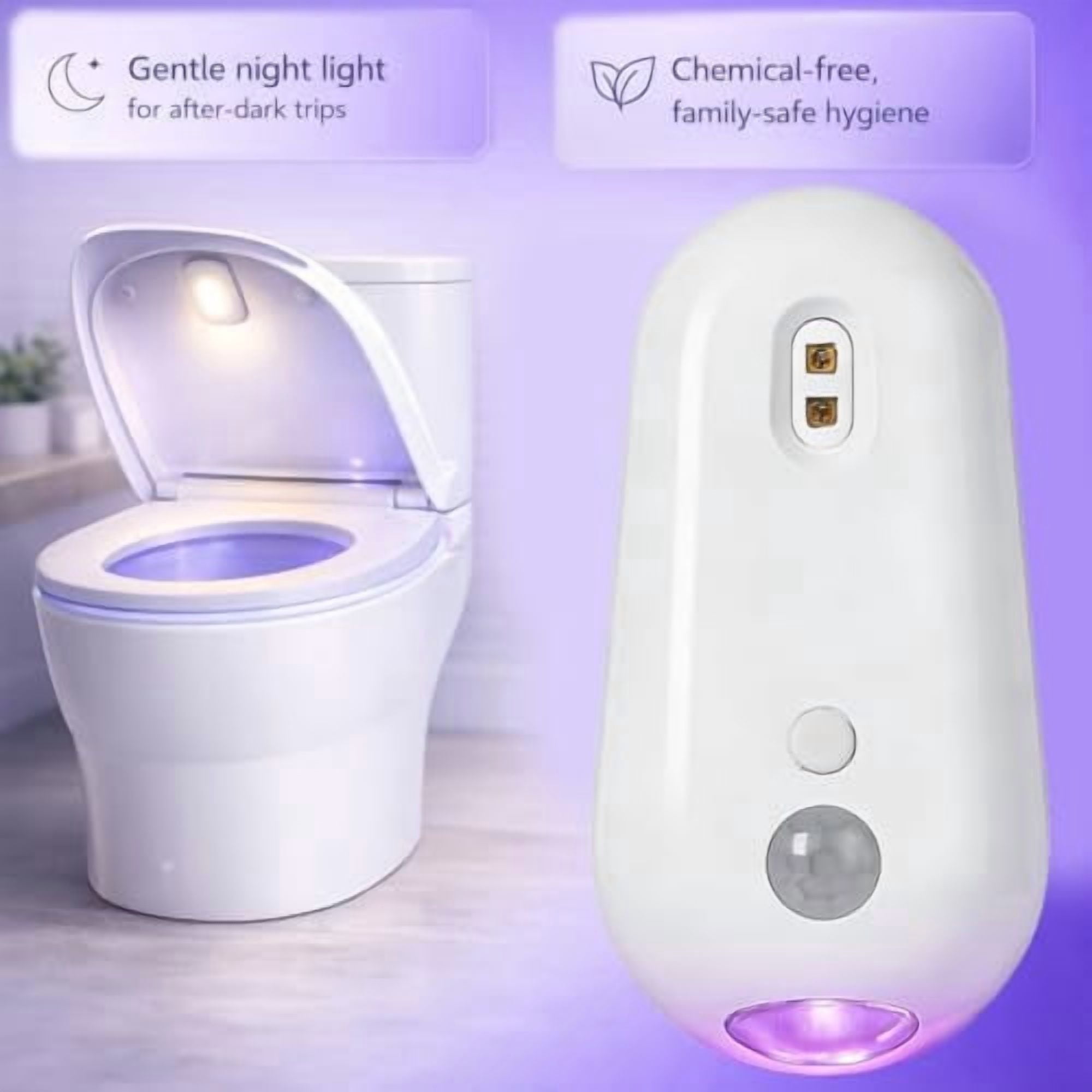 Purivio Self Cleaning UV Toilet Sensor Light, Waterproof Deodorizing Toilet Cleaning Light, Motion-Activated, Rechargeable, Night Light, for Shared Bathrooms, for Night Use, Kids & Elderly Safe