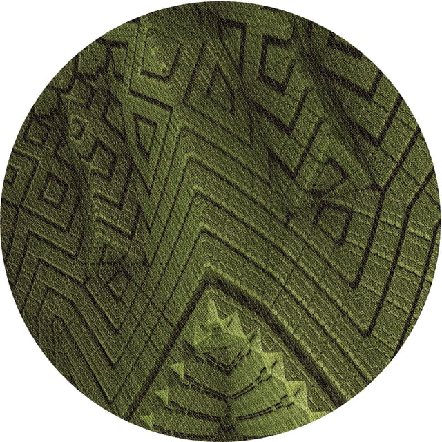 Ahgly Company Tapis d'Intérieur Rond Lavable en Machine Vert Olive Transitionnel, 7 Pieds Rond