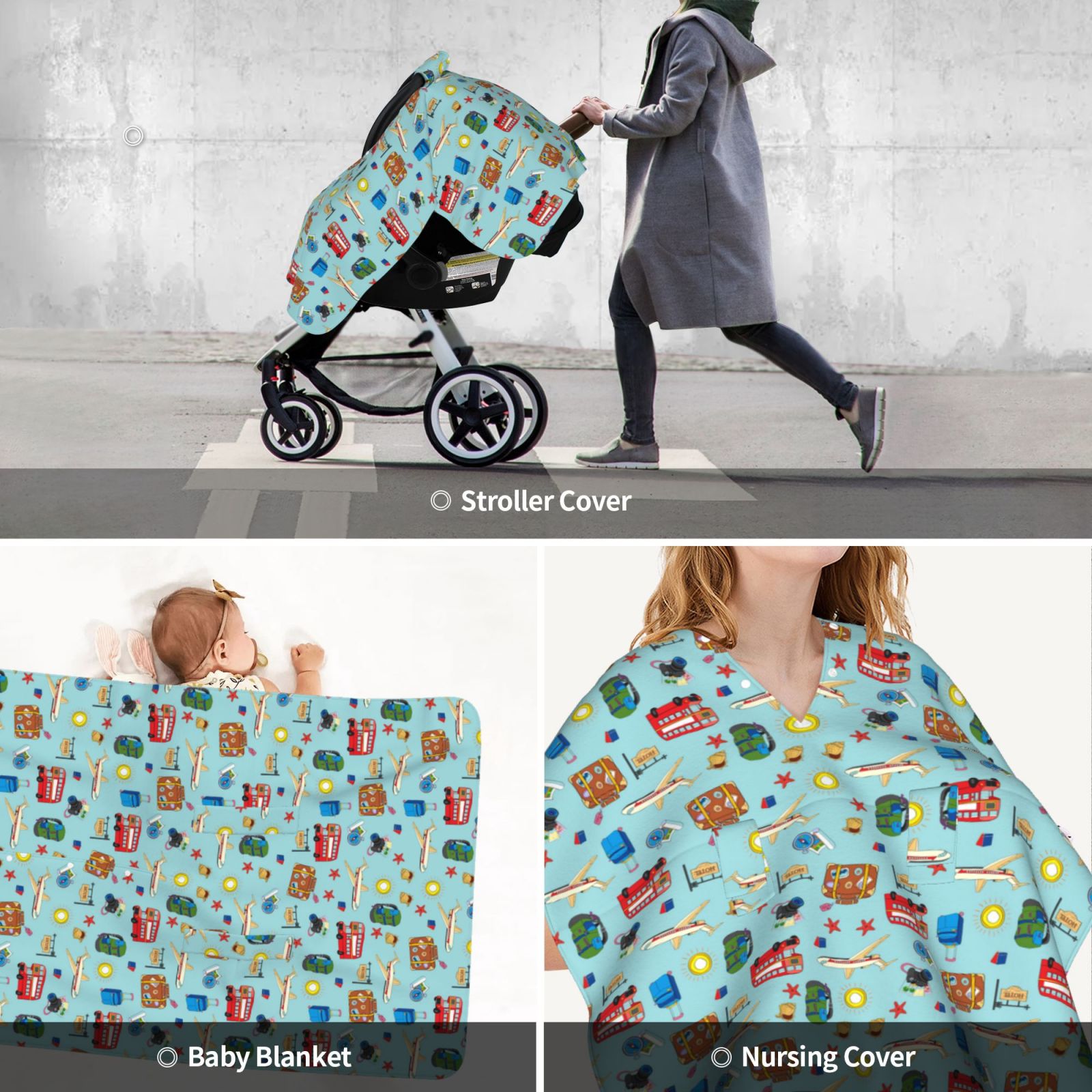 Car Seat Cover Baby - Travel1 Breathable Infant Car Seat Cover for Baby Carseat, Lightweight Comfort Baby Essentials Must Haves Newborn Stuff for Girl Boy