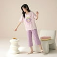 thumbnail image 4 of Defitshape Women's Capri Pajama Set Crew Neck Pjs Short Sleeve Cute 100 Cotton Cartoon Printed Elastic Summer Fashion Elastic Band Pj Sleepwear Style7 X-Large, 4 of 5