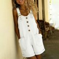 thumbnail image 5 of Shortalls for Women Denim Shortalls Button Front Wide Leg Adjustable Tie Straps Pockets Plus Size Cooling Shirt Fall Outfits for Women Casual Autumn Tops,White,M, 5 of 8