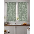 thumbnail image 4 of Sheer Curtains 63 Inch Length 2 Panels Set for Bedroom, Dark Green Botanical Semi Sheer Curtains for Windows, Pastoral Elegant Spring Floral Voile Window Treatments Rod Pocket Curtain, 4 of 7