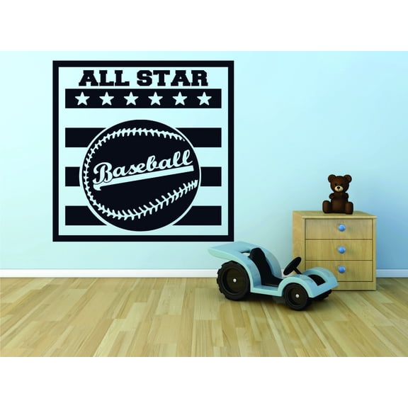 Living Room Art All Star Baseball Sport Boy 20x20 Inches
