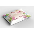 thumbnail image 2 of Ambesonne Birthday Party Pillow Sham 2 Pack, Pastel Teddy Bears, 26"x20", Pale Pink, 2 of 3