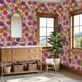 thumbnail image 4 of Peel and Stick Wallpaper Vibrant Floral Purple Pink Orange Flowers Spring Decor Wall Mural 23.6in x 9.8ft Self Adhesive Removable Wall Paper Renter Friendly Wallpaper for Nursery Bedroom Cabinets, 4 of 8