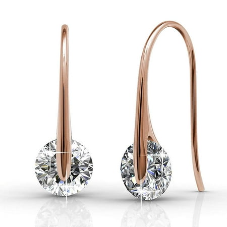 Cate & Chloe McKayla Wonderous 18k Rose Gold Earrings with Swarovski Crystals, Drop Dangle Earrings, Best Silver Earrings for Women, Special Occasion Jewelry - MSRP $126