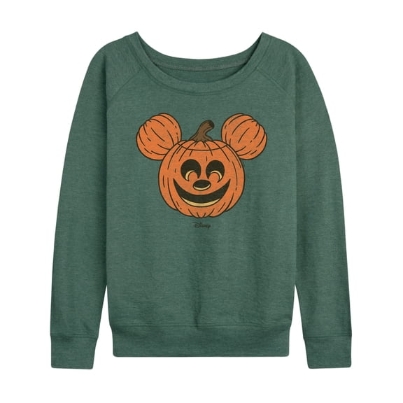 Disney - Mickey Pumpkin Head - Women's French Terry Long Sleeve Pullover