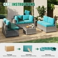thumbnail image 4 of Clouddwell 14-Piece Outdoor Cushion Set for 6-Seat Wicker Sectional - Waterproof, High-Resilience Foam (Sky Blue), 4 of 7