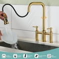 thumbnail image 3 of Double Handle Bridge Kitchen Faucet with Advanced Spray in Gold, 3 of 8