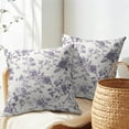 thumbnail image 4 of Lavender Purple Floral Pillow Covers 16x16 Inch Set of 2 Purple and Cream Chinoiserie Flower Outdoor Decorative Throw Pillows Vintage Rustic Toile Pillowcases Cushion Covers for Couch Home Decor, 4 of 6