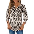 thumbnail image 3 of UVN Summer V Neck Womens Blouses Dressy Casual 3/4 Sleeve Shirts Ladies Tunic Tops, 3 of 10