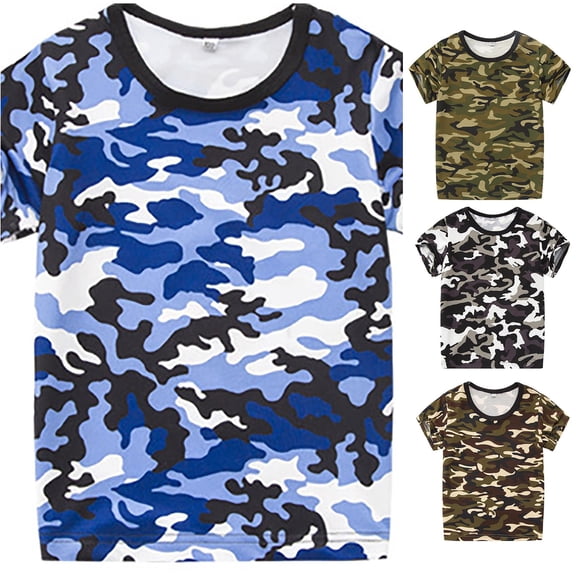 RMGVDSD Kids Boy Camouflage T Shirts Camo Print Short Sleeve Tee Shirts For Boys Girls Summer Crewneck T-Shirts Tops 5-6 Years